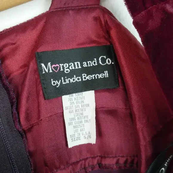 Vintage Morgan & Co Prom Dress 5 6 Burgundy Maxi Gown Velvet Regency Goth Y2K - Picture 11 of 11
